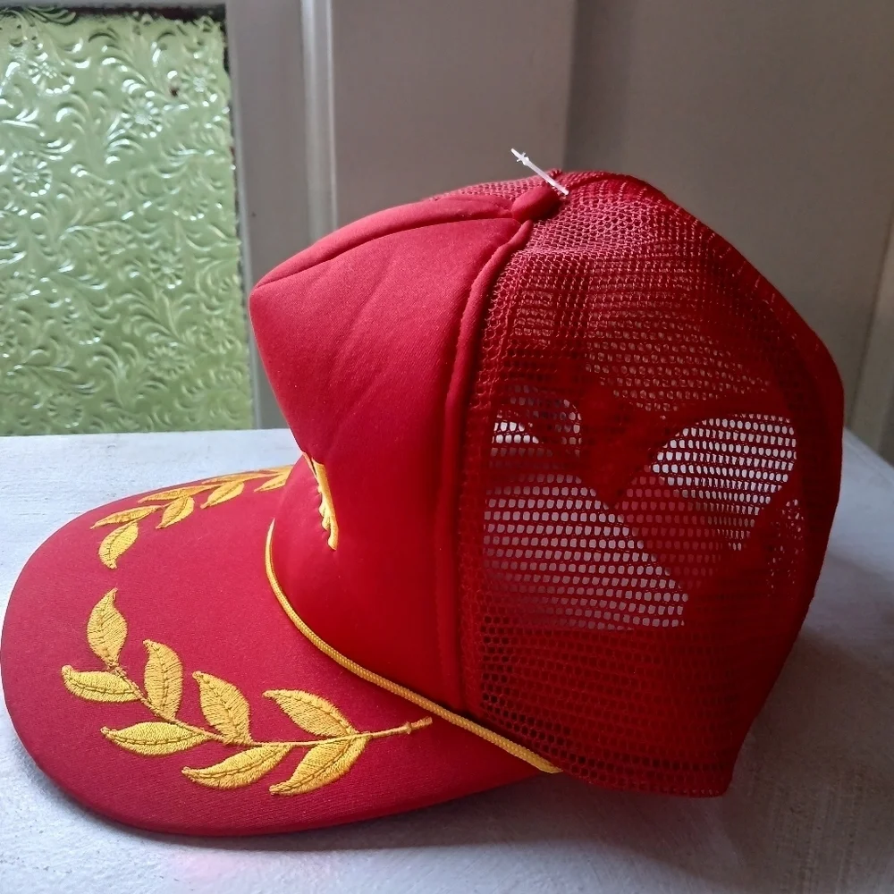 Hawaii Snapback Hat Foam Front Red Trucker Leaves Rope Cap Unisex Adult VTG